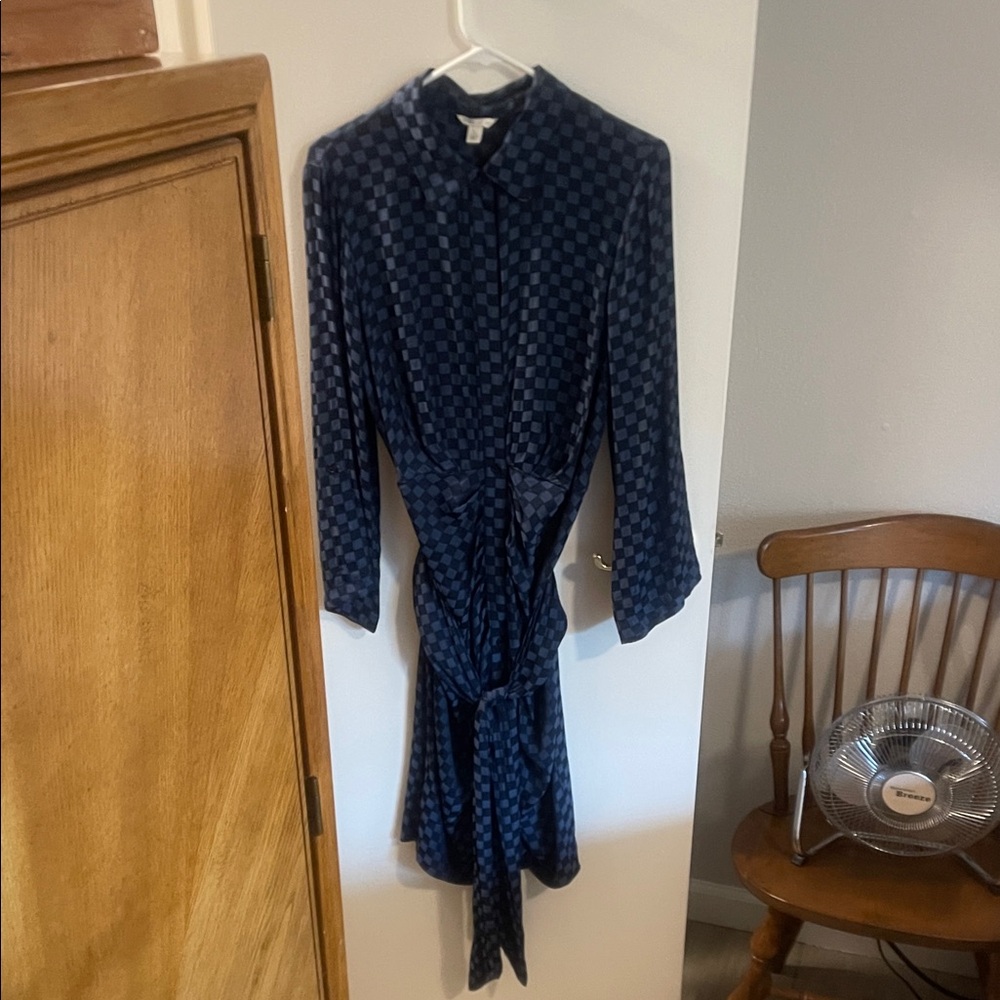 Cato Navy Checkered Shirt Dress